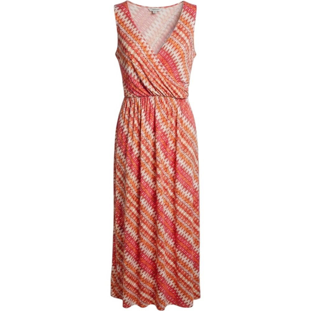J. Jill Womens Maxi Dress Sleeveless Faux Wrap Relaxed Boho Beach Pink M